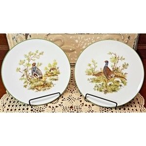 Pair of Bareuther Waldsassen Bavaria Germany Plate #254 Quail & Pheasant (read)